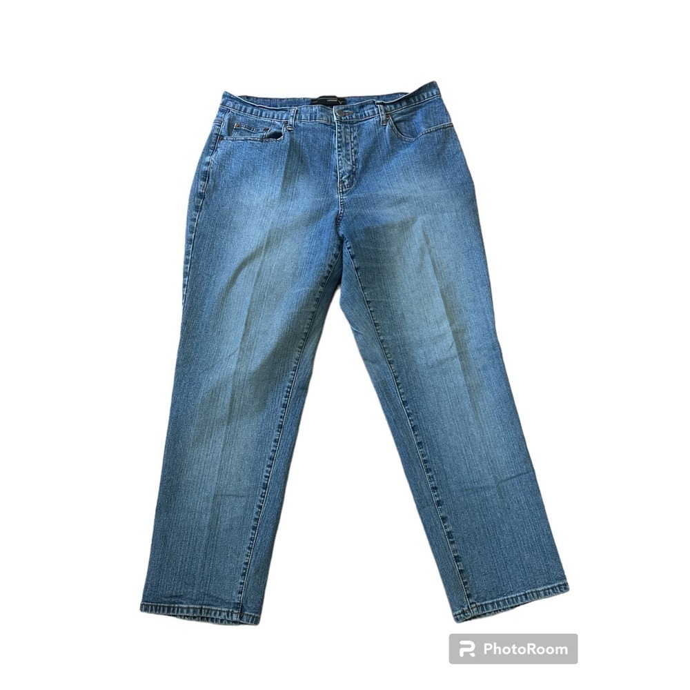 Venezia Womens 18 Petite Medium Wash Straight Leg Stretch Denim Jeans RN 108050‎